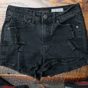 Washed Black Distressed Cut Offs